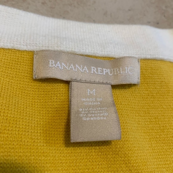 Banana Republic Yellow & White Contrast Trim Cardigan Size M - Picture 2 of 5